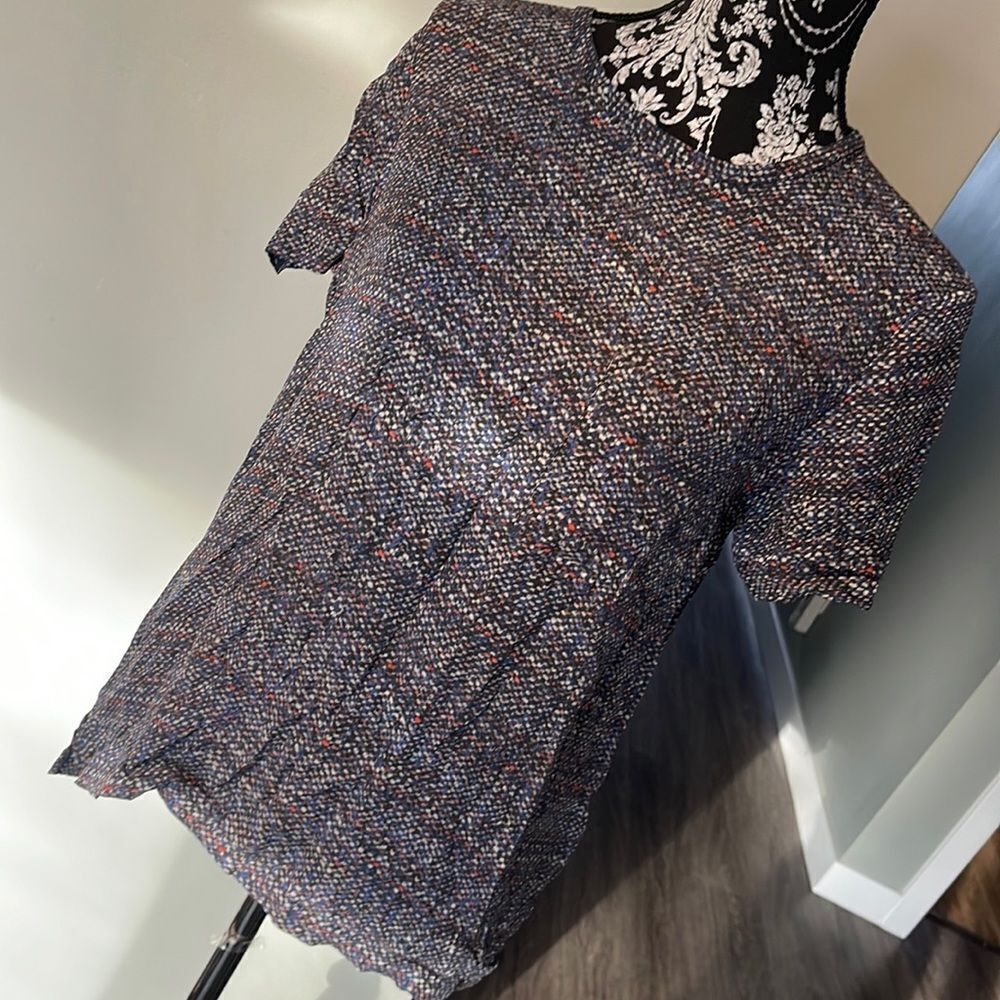 Theory Broxin W Multi Tweed Top NEW Silk